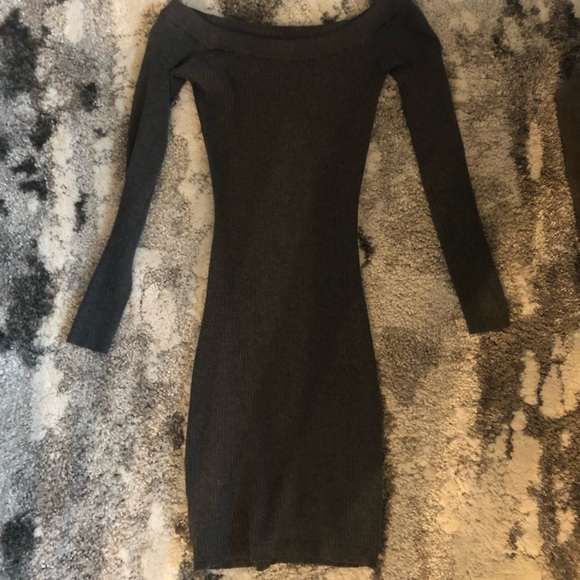 GUESS Grey Ribbed Sweater Dress - Size XXS, 00 - Picture 2 of 6